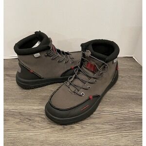 Hey Dude Bradley Boots Men's Size 8 Black Gray Classic Waxed Canvas Slip-On